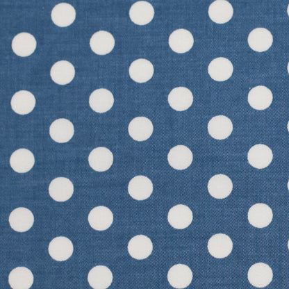 Denim Blue/White Polka Dotted Stretch Cotton Twill - Detail
