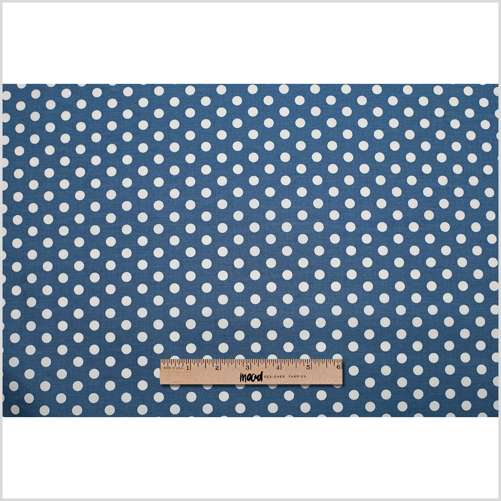 Denim Blue/White Polka Dotted Stretch Cotton Twill - Full