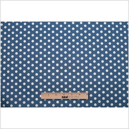 Denim Blue/White Polka Dotted Stretch Cotton Twill - Full
