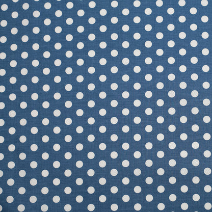 Denim Blue/White Polka Dotted Stretch Cotton Twill