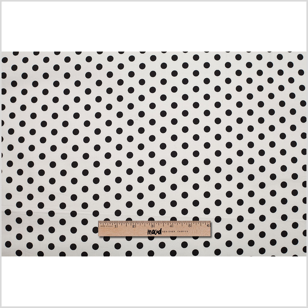 White/Black Polka Dotted Stretch Cotton Twill Folded