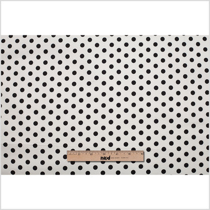 White/Black Polka Dotted Stretch Cotton Twill Folded