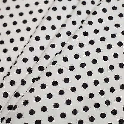 White/Black Polka Dotted Stretch Cotton Twill Detail