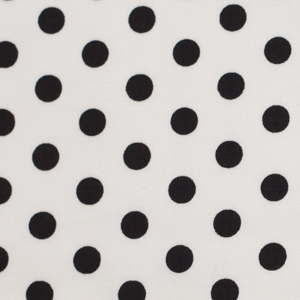 White/Black Polka Dotted Stretch Cotton Twill Full