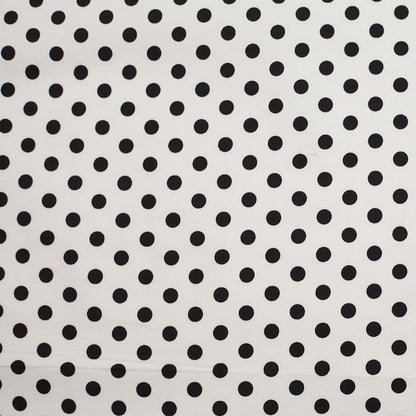 White/Black Polka Dotted Stretch Cotton Twill