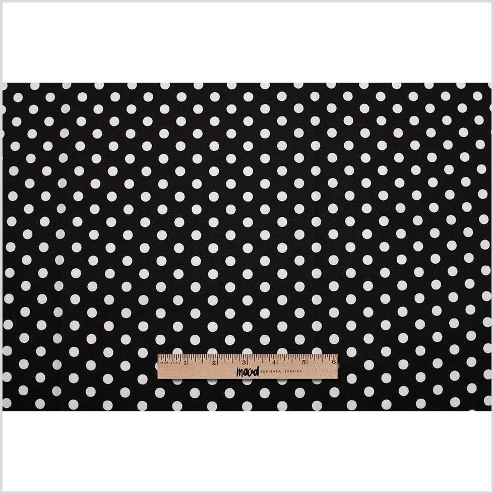 Black/White Polka Dotted Stretch Cotton Twill Folded