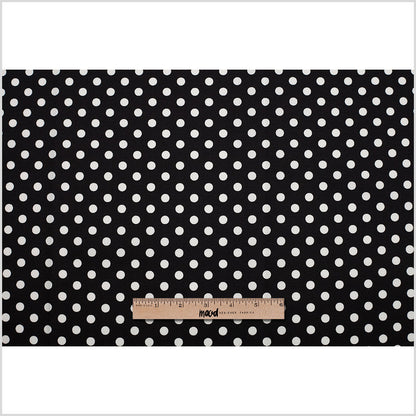 Black/White Polka Dotted Stretch Cotton Twill Folded