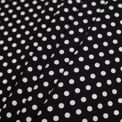 Black/White Polka Dotted Stretch Cotton Twill Detail