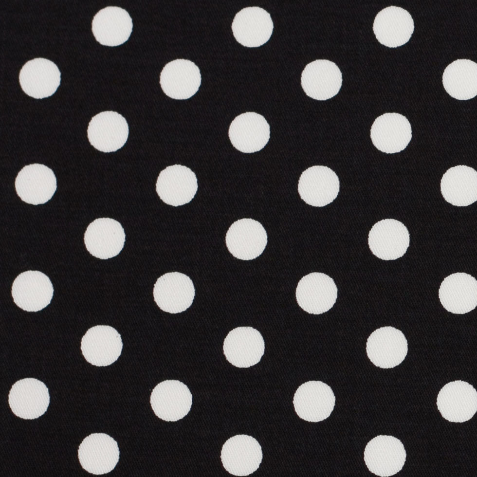 Black/White Polka Dotted Stretch Cotton Twill Full