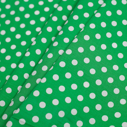 Green/White Polka Dotted Stretch Cotton Twill Detail