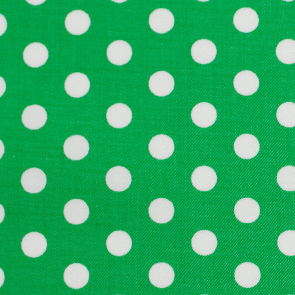 Green/White Polka Dotted Stretch Cotton Twill Full