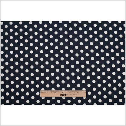 Navy/White Polka Dotted Stretch Cotton Twill Folded