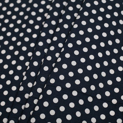 Navy/White Polka Dotted Stretch Cotton Twill Detail