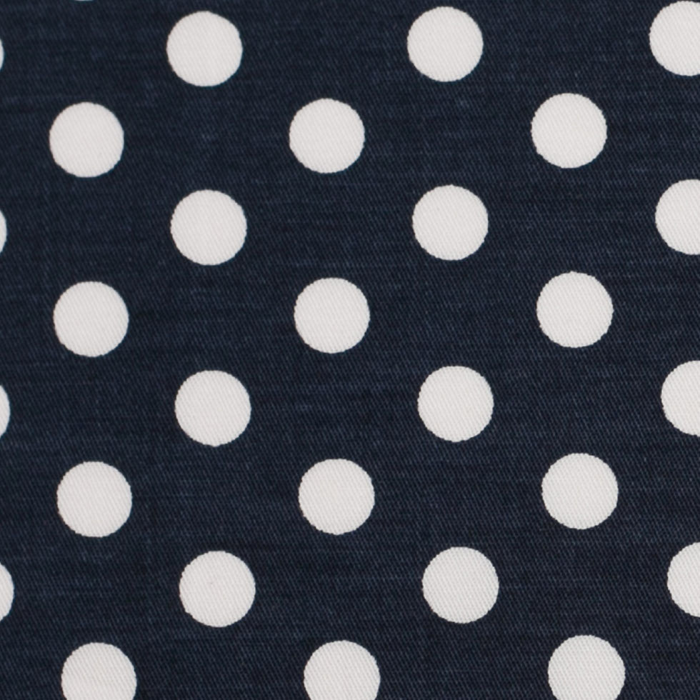Navy/White Polka Dotted Stretch Cotton Twill Full