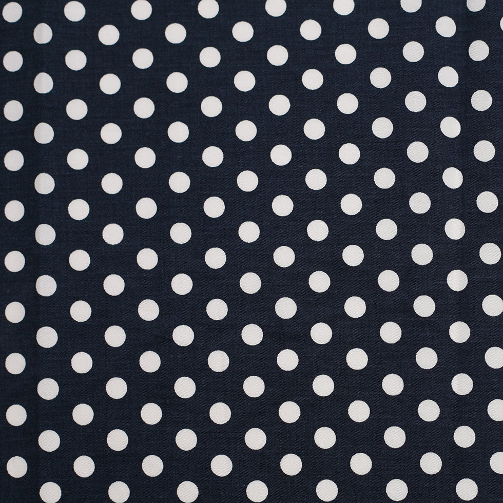 Navy/White Polka Dotted Stretch Cotton Twill