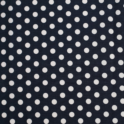 Navy/White Polka Dotted Stretch Cotton Twill