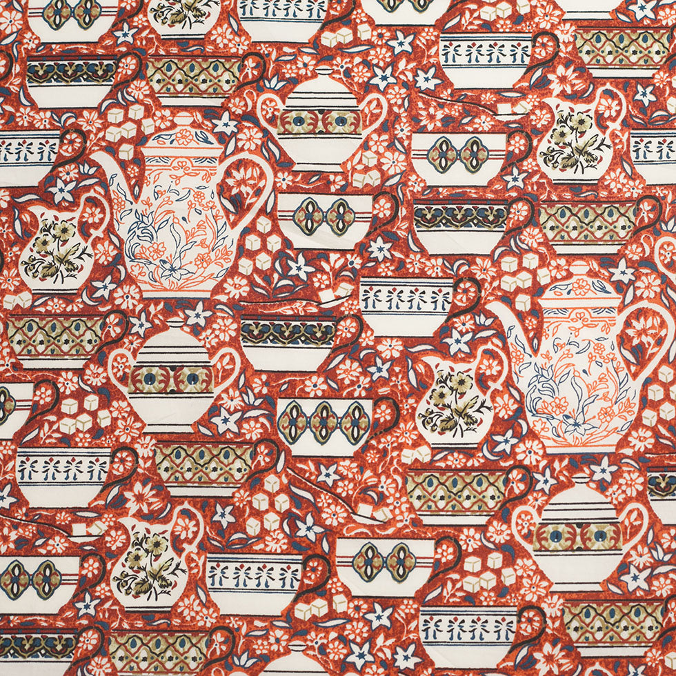 Rust China Set Cotton Poplin Print