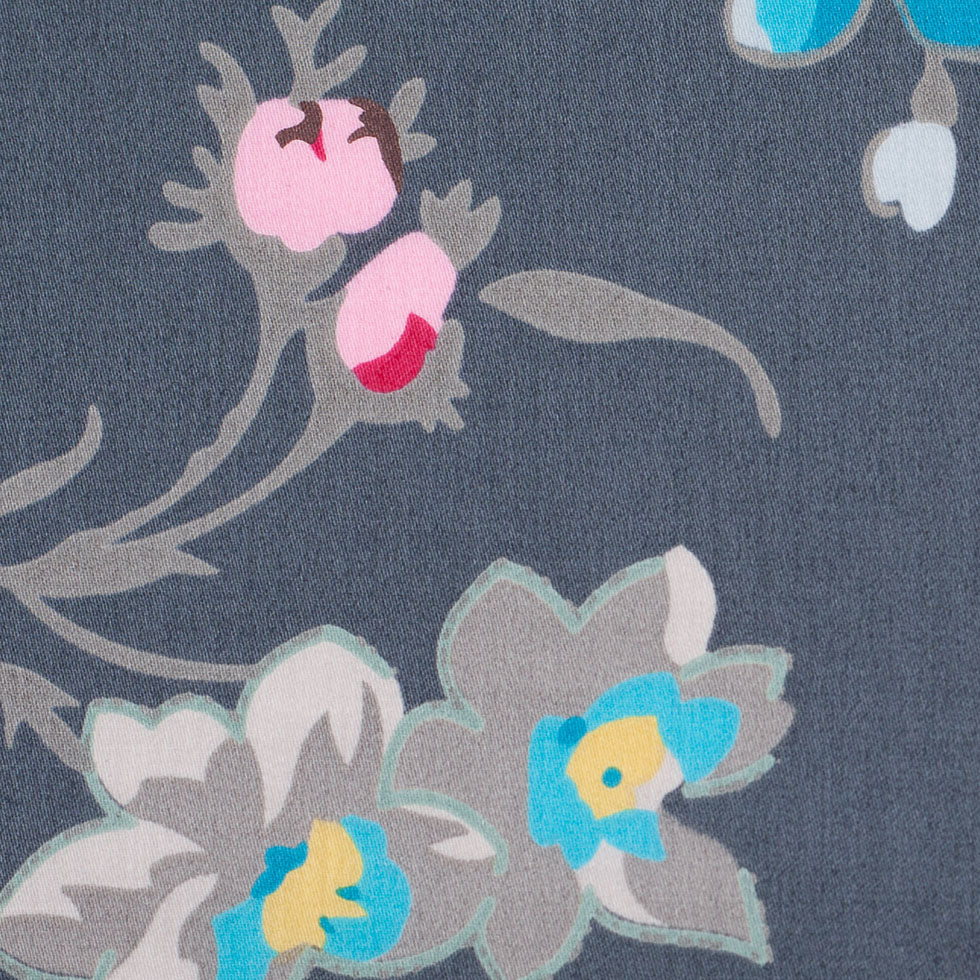 Charcoal Floral Printed Cotton Sateen - Full