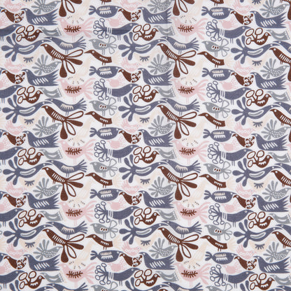Blue/Pink/Brown Animal Printed Cotton Voile