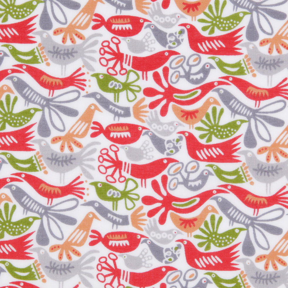 Cotton Voile - Red, Orange and Green Animal Detail