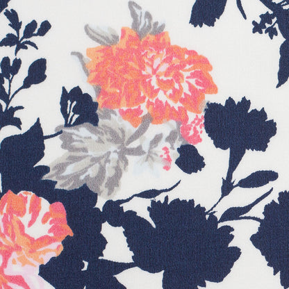 Navy/White/Orange Floral Cotton Sateen Print Full