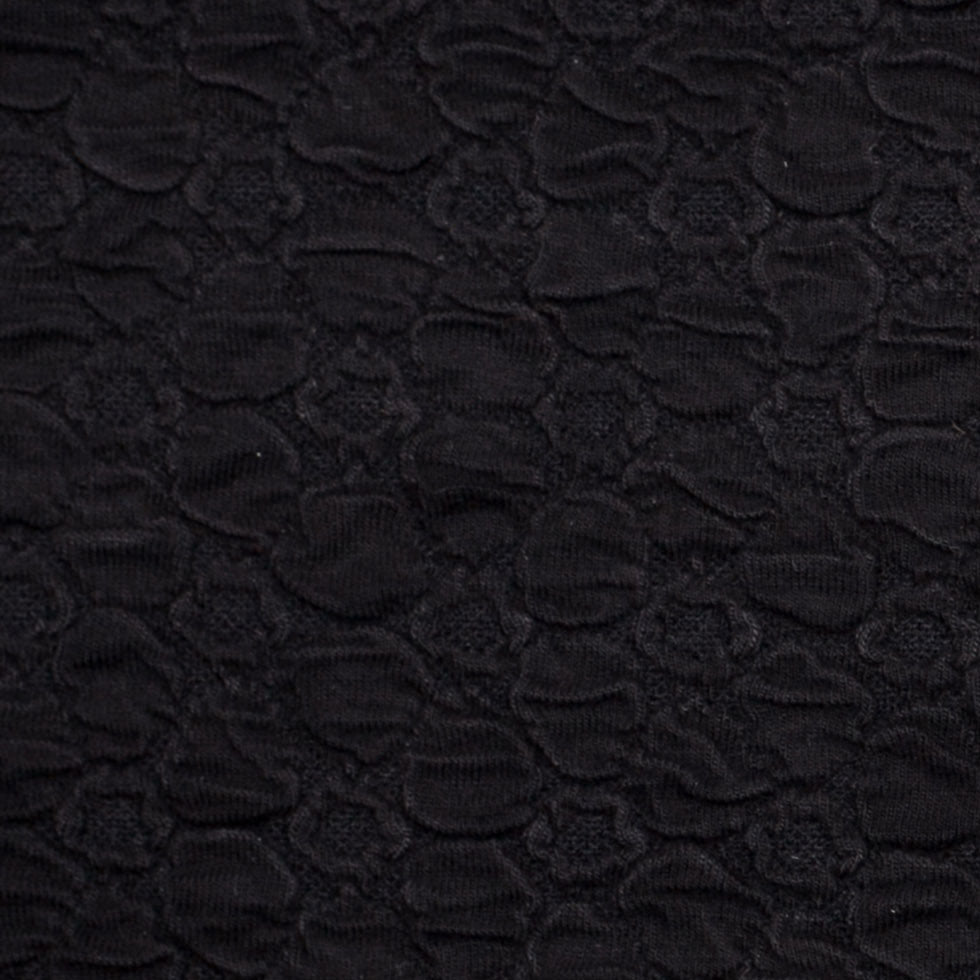 Black Stretch Viscose-Nylon Novelty Knit Detail