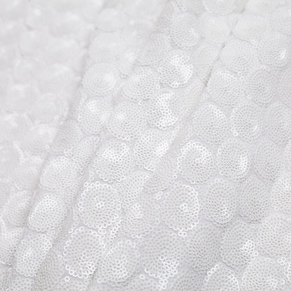 Polyester Mesh with Clustered Baby Sequins - White Folded
