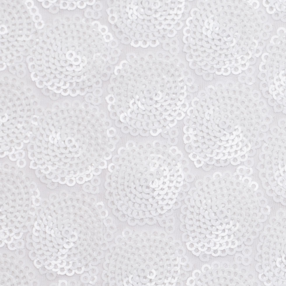 Polyester Mesh with Clustered Baby Sequins - White Detail
