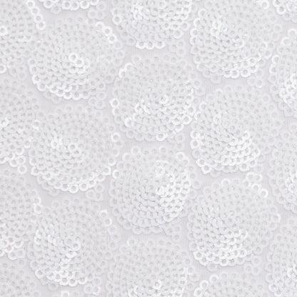 Polyester Mesh with Clustered Baby Sequins - White Detail