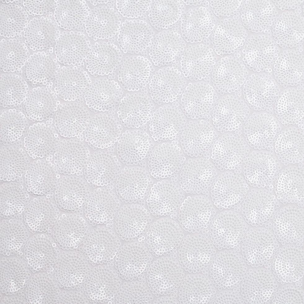 Polyester Mesh with Clustered Baby Sequins - White