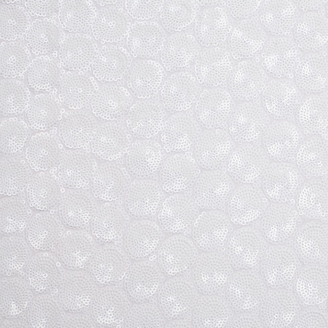 Polyester Mesh with Clustered Baby Sequins - White