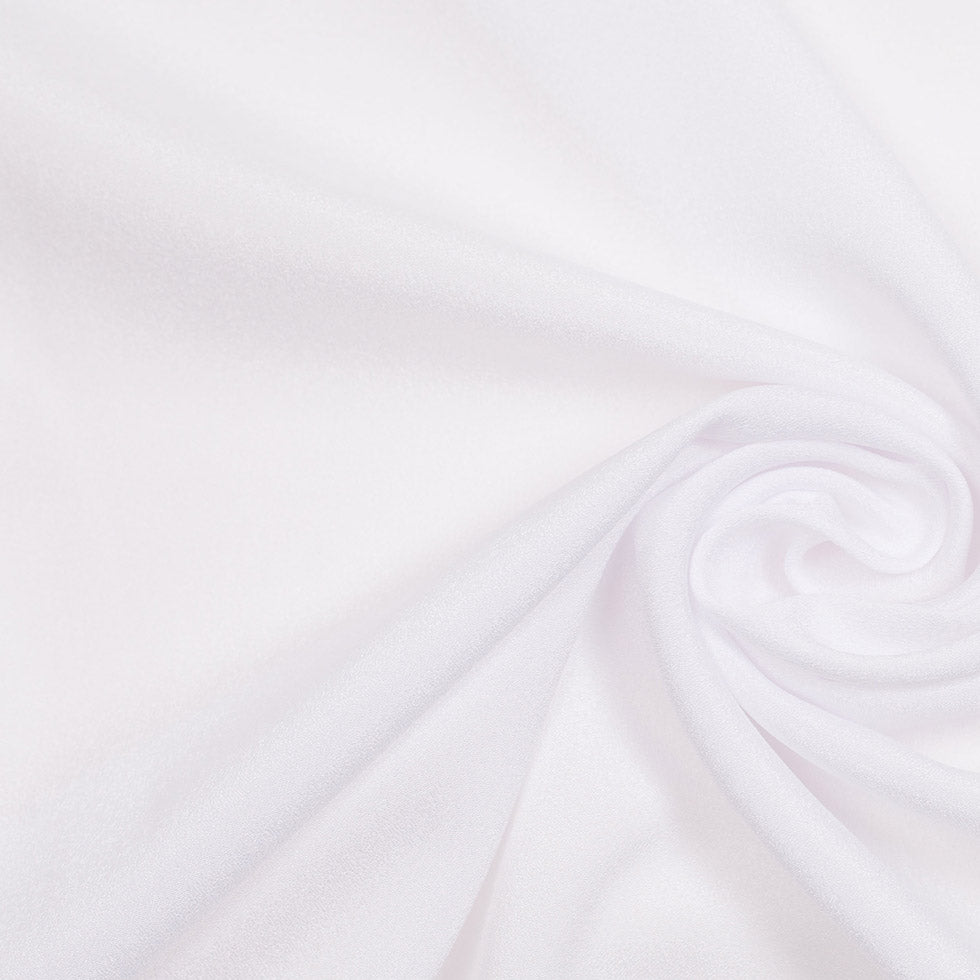 White Stretch Polyester Crepe de Chine
