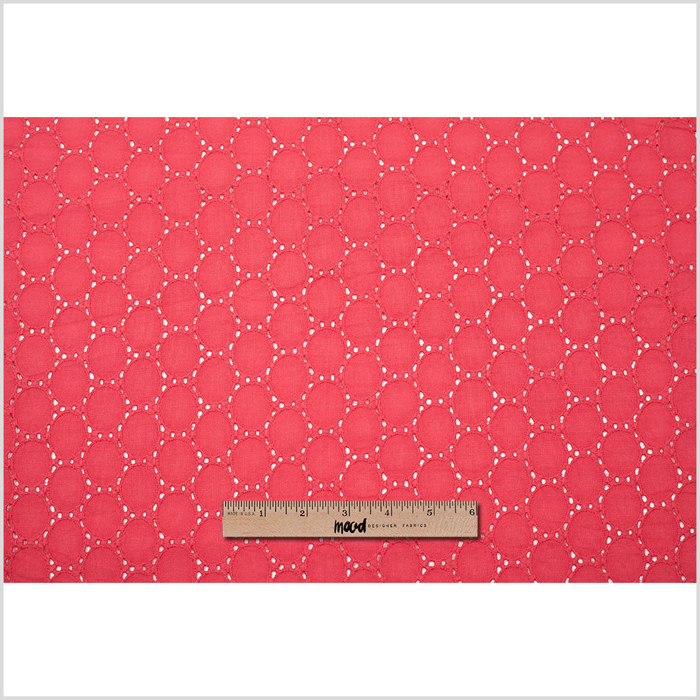 Italian Red Coral Cotton Eyelet Folded