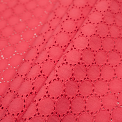 Italian Red Coral Cotton Eyelet Detail