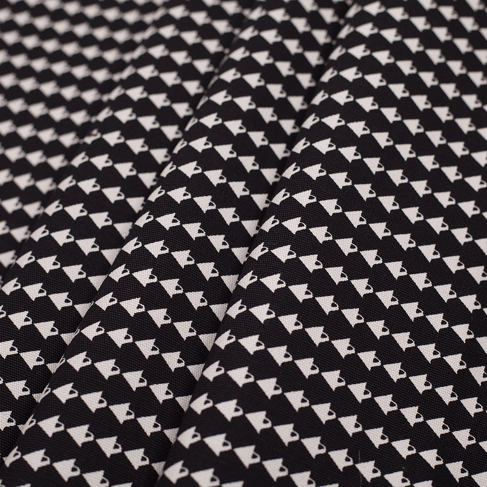 Italian Black/Off-White Stretch Cotton Print - Folded