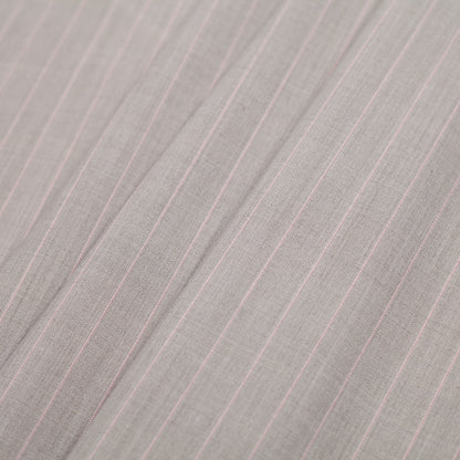 Italian Light Taupe Striped Stretch Polyester Suiting - Detail