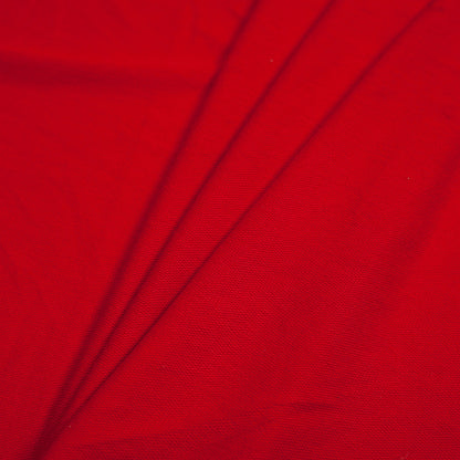 Red Polyester-Rayon Stretch French Terry Cloth Folded