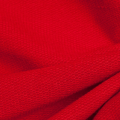 Red Polyester-Rayon Stretch French Terry Cloth Detail