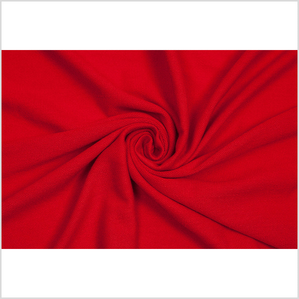 Red Polyester-Rayon Stretch French Terry Cloth Full
