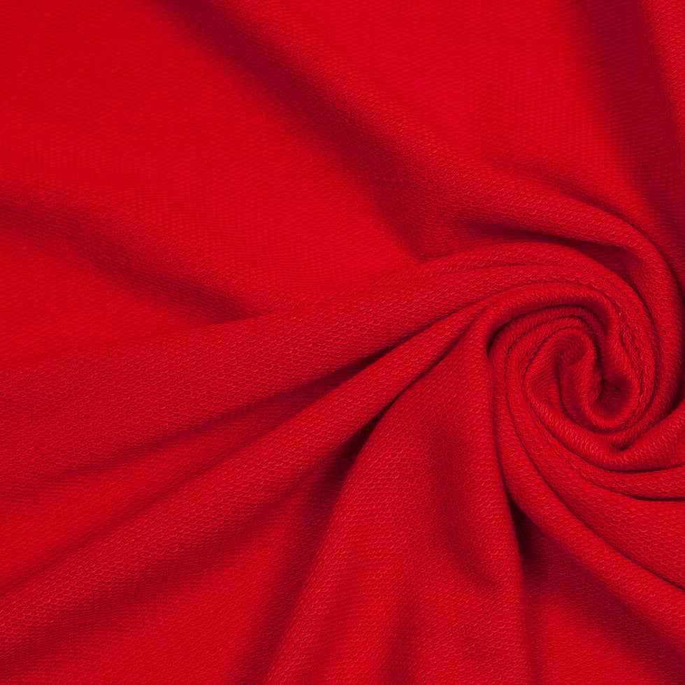 Red Polyester-Rayon Stretch French Terry Cloth