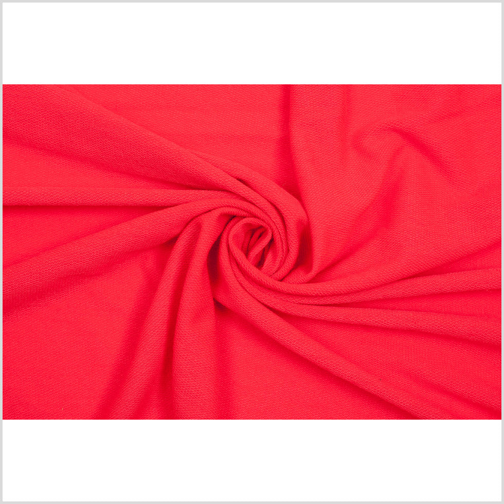 Neon Coral Polyester-Rayon Stretch French Terry Cloth Full
