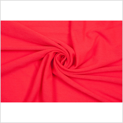 Neon Coral Polyester-Rayon Stretch French Terry Cloth Full