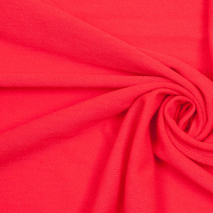 Neon Coral Polyester-Rayon Stretch French Terry Cloth