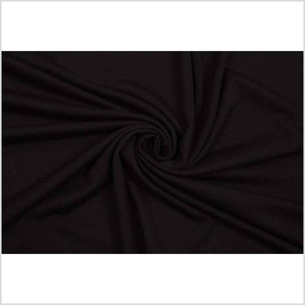 Black Polyester-Rayon Stretch French Terry Cloth Folded