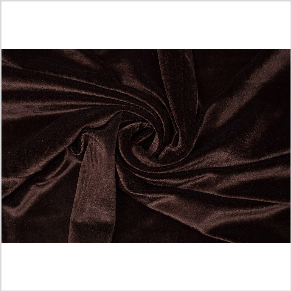 Brown Polyester Stretch Velvet Full