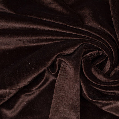 Brown Polyester Stretch Velvet