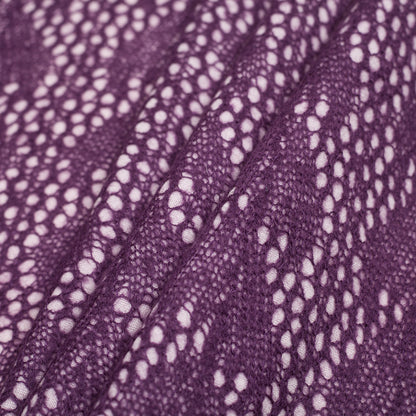 Italian Sunset Purple Crochet Knit Backed By Wool Fleece Jersey Folded