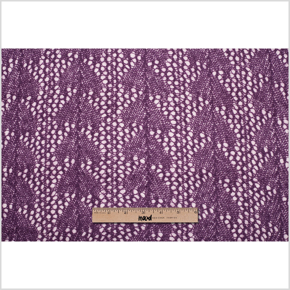 Italian Sunset Purple Crochet Knit Backed By Wool Fleece Jersey Full