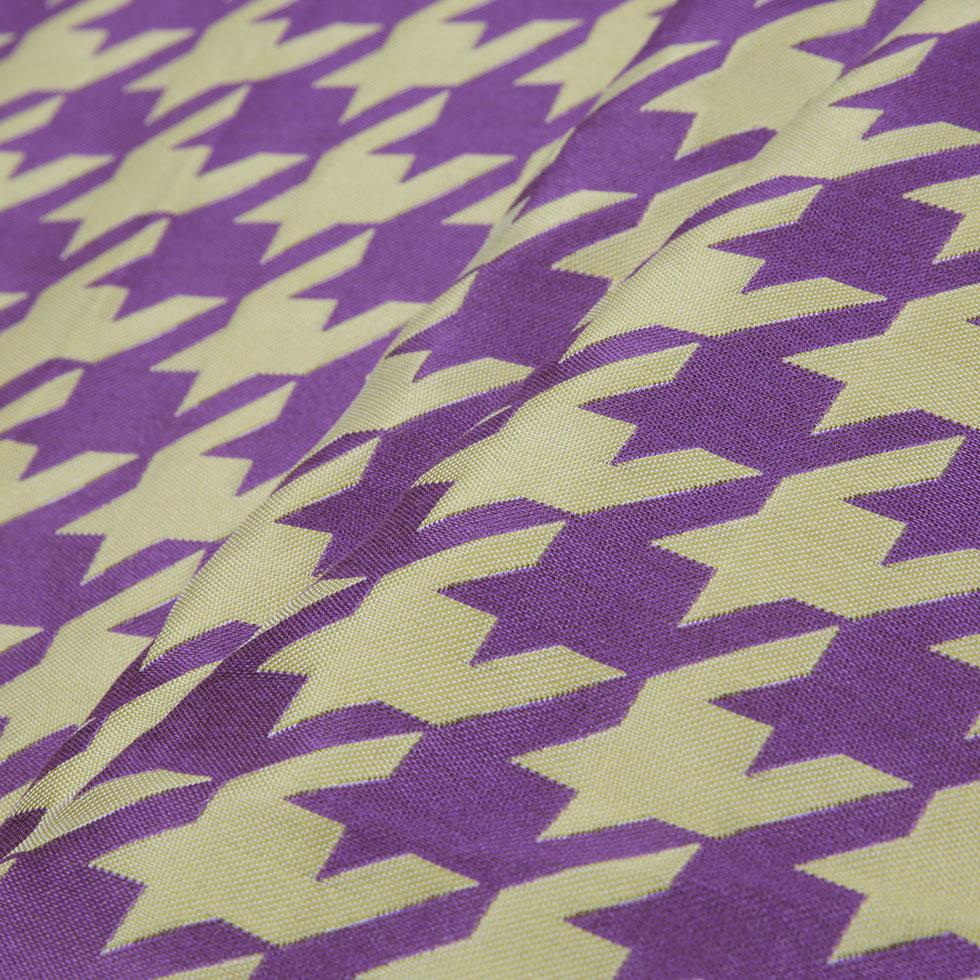 Purple Houndstooth Polyester Brocade Folded
