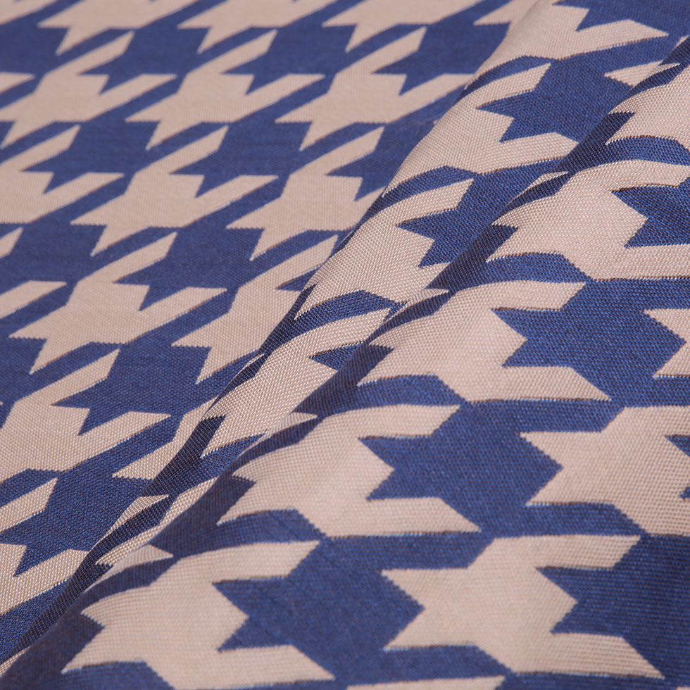 Denim Houndstooth Polyester Brocade Folded